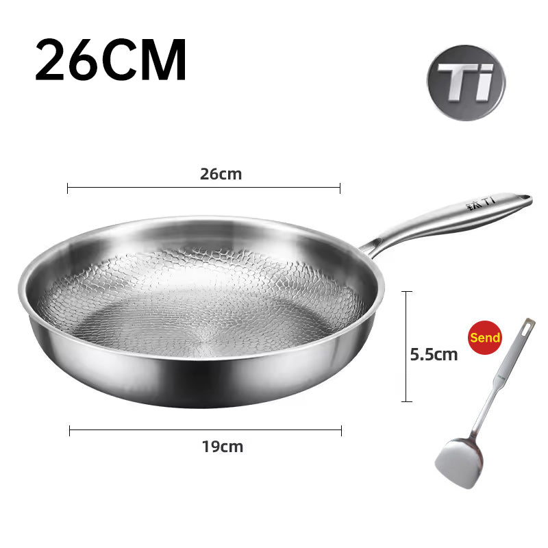 German uncoated pure titanium frying pan with fish - scale hammer pattern. Non - stick, ideal for household steak frying, a piec - V.I.P Digital Presence