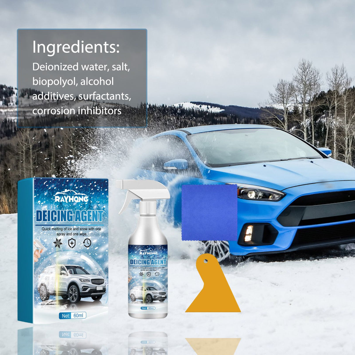 Deicing Agent, Winter Car Glass Fast Melting Snow Remover Front Windshield Snow Repellent - V.I.P Digital Presence