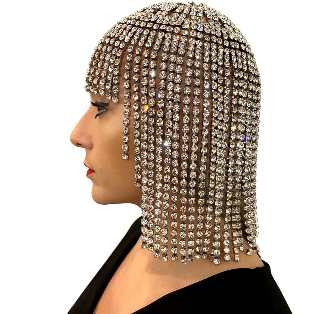 Big diamond tassel headwear water diamond full diamond temperament ethnic style hat - V.I.P Digital Presence