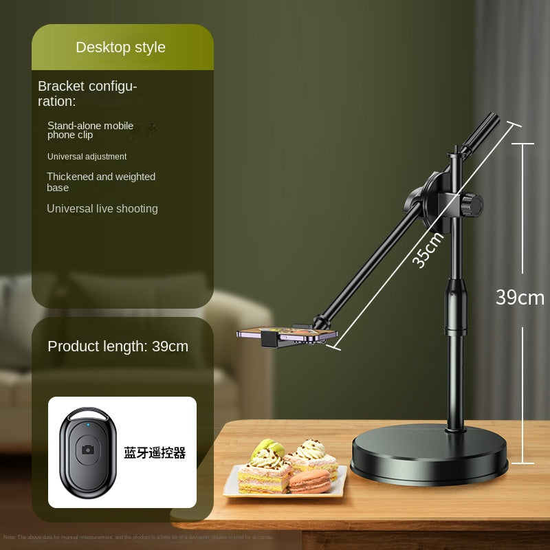 Mobile Phone Overhead Shooting Stand for Food Photography, Drawing, and Live Streaming - Adjustable Dual-Camera Position Desktop Phone Holder with Fill Light - V.I.P Digital Presence