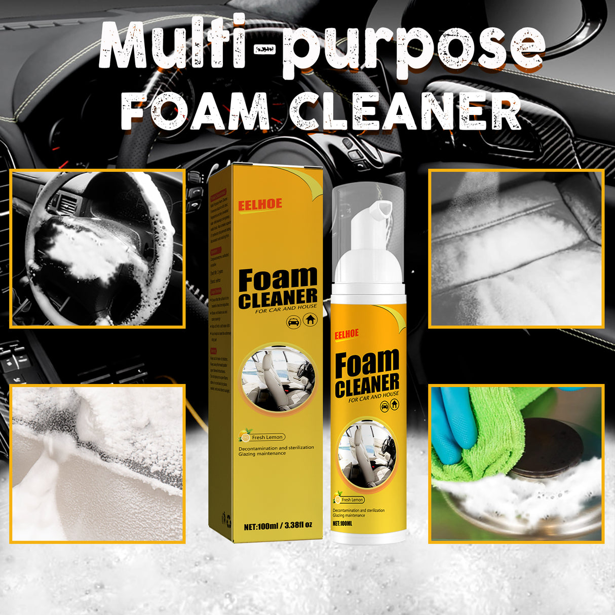 Foam Cleaner, Leather Seat Supplies Decontamination Multi-Functional Interior Cleaner - V.I.P Digital Presence