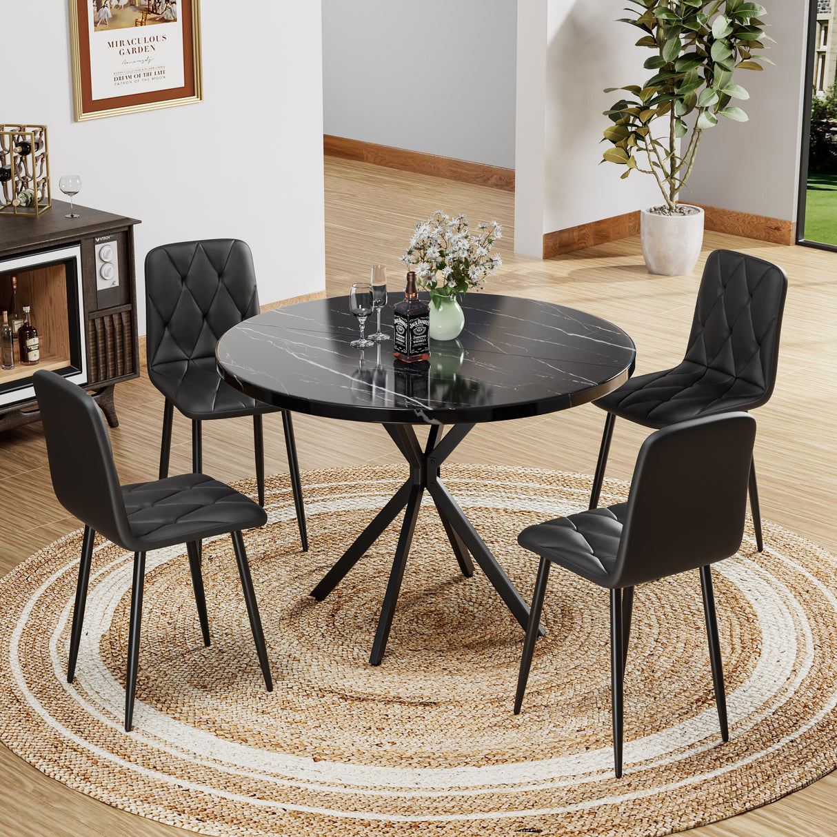 Dining Chairs Set of 4, Modern Kitchen Dining Room Chairs, PU Dining Chair Upholstered Cushion Seat and Sturdy Metal Legs - V.I.P Digital Presence