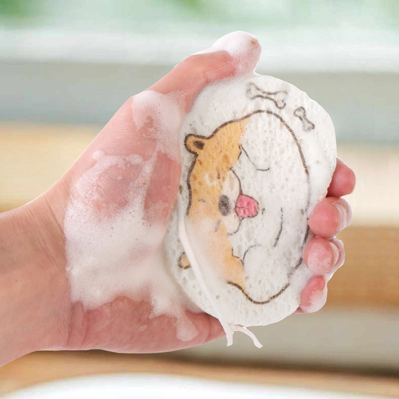 2CM Cartoon Wood Pulp Cotton Dish Washing Wipe Non-Oil Kitchen Dish Washing Sponge Scrub Dish Rag Towel - V.I.P Digital Presence