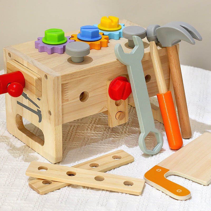 Children's wooden hand-held toolbox, screw and nut disassembly tool, desk tool, puzzle toy - V.I.P Digital Presence