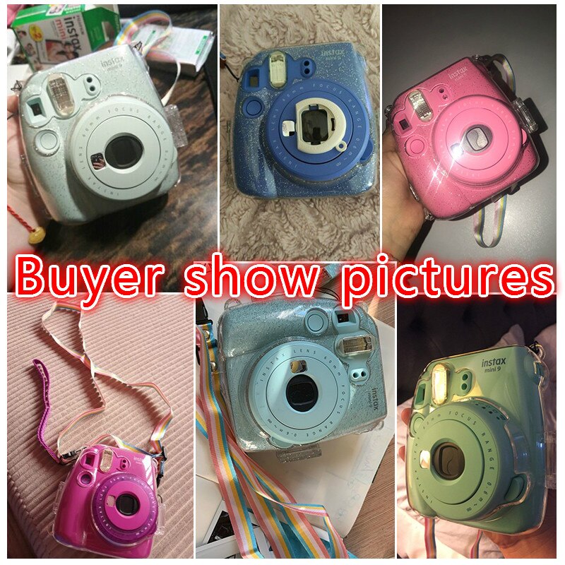 Funda protectora transparente de cristal con correa para el hombro para cámara Fuji Fujifilm Instax Instant Mini 9 8 8+ Accesorios