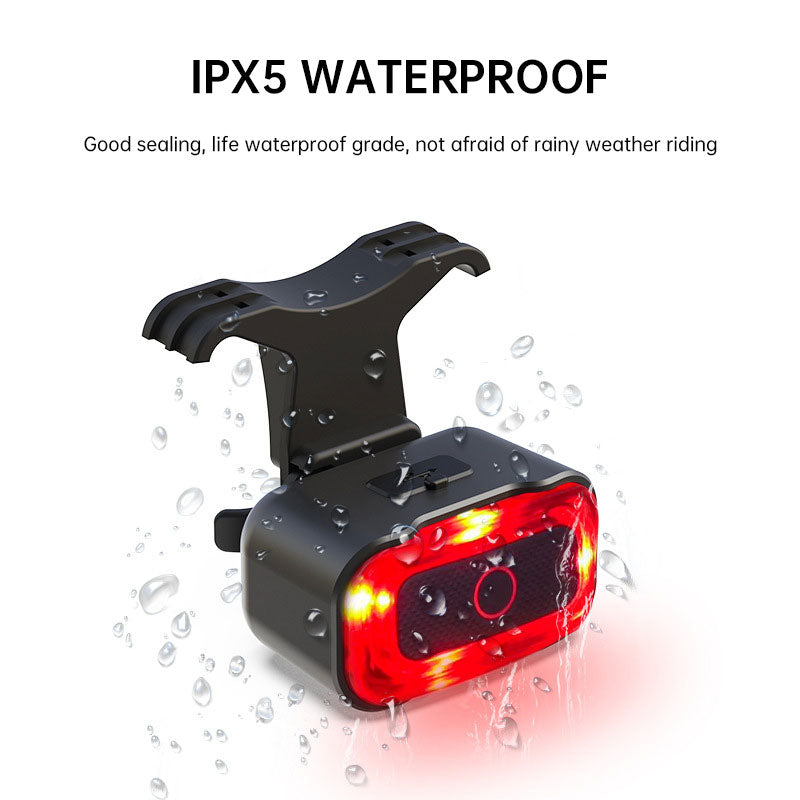 Intelligent induction brake bicycle taillight road mountain bike charging warning riding equipment square red taillight - V.I.P Digital Presence