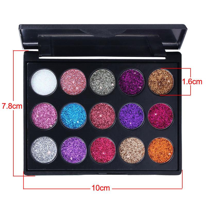 15 Colors Diamond Sequin Eyeshadow Palette Shiny Glitter Powder Highlighter Eyeshadow - V.I.P Digital Presence