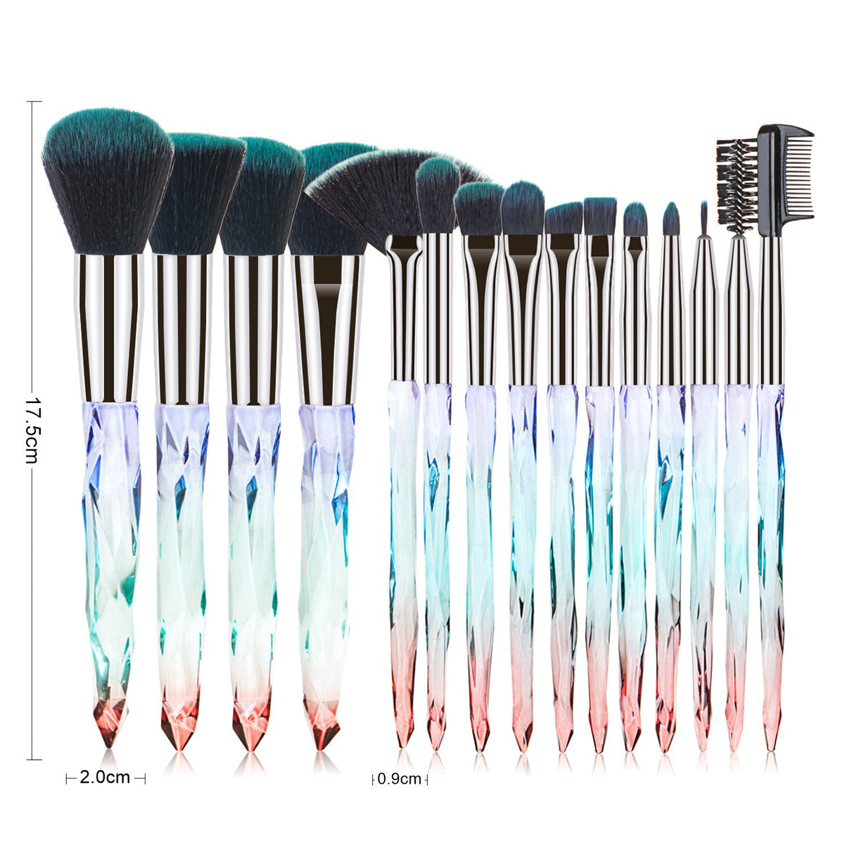 15 pcs Makeup Brushes Diamond Crystal Handle Makeup Tools Foundation Eyeshadow Brush - V.I.P Digital Presence