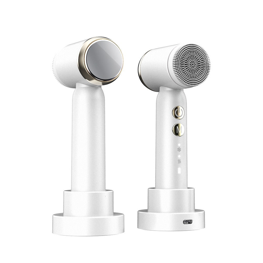 6-In-1 Hot And Cold Facial Cleanser Display Cleansing Brush Ultrasonic Facial Cleanser Pore Cleaning Silicone Beauty Instrument - V.I.P Digital Presence