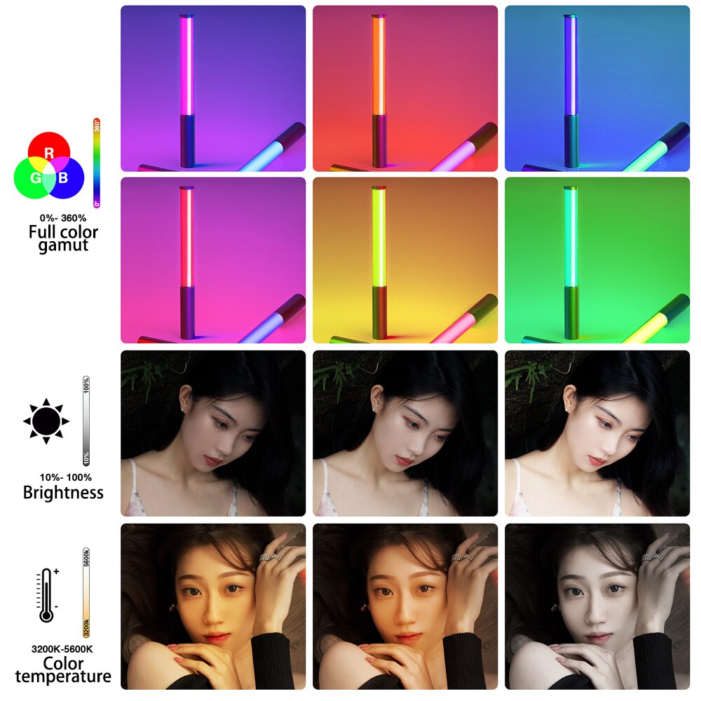 RGB Colorful LED Stick Fill Light Handheld 3200K-5600K LED Flash Light stick Speedlight Photographic Lighting - V.I.P Digital Presence