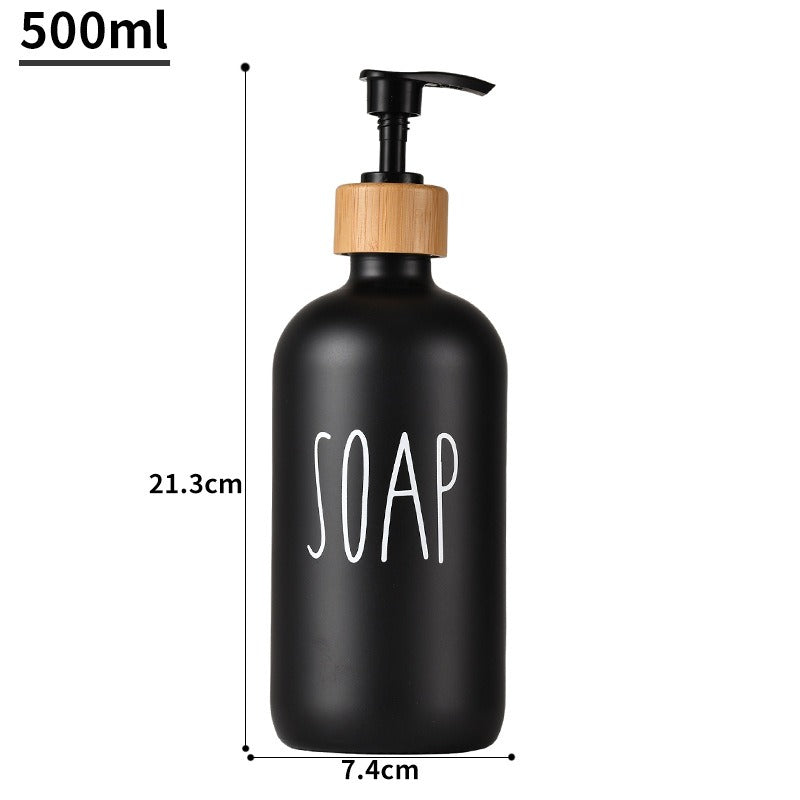 Glass 500ml Boston hand soap pump black and white split bottle wooden cap soap dispenser shampoo bottle - V.I.P Digital Presence