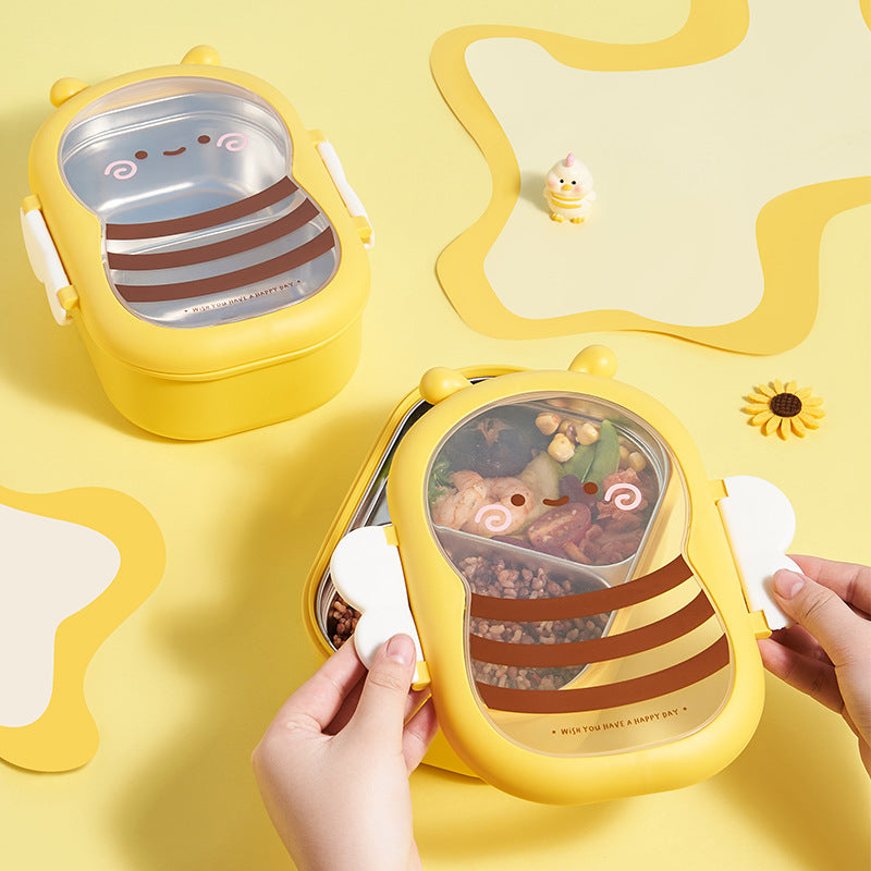 Food grade cute little bee stainless steel insulation compartment lunch box bento lunch box - V.I.P Digital Presence