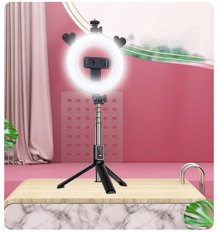 New P40D Portable Selfie Stick With 6 Inches Round Net Celebrity Beauty Fill Light Mobile Phone Live Support