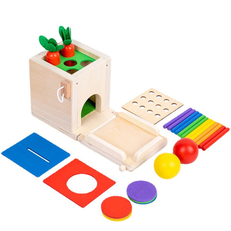 Montessori Four in One Coin Box Multi functional Stick Pulling Carrot Preschool Building Blocks Color Matching Intelligence Box Toy - V.I.P Digital Presence