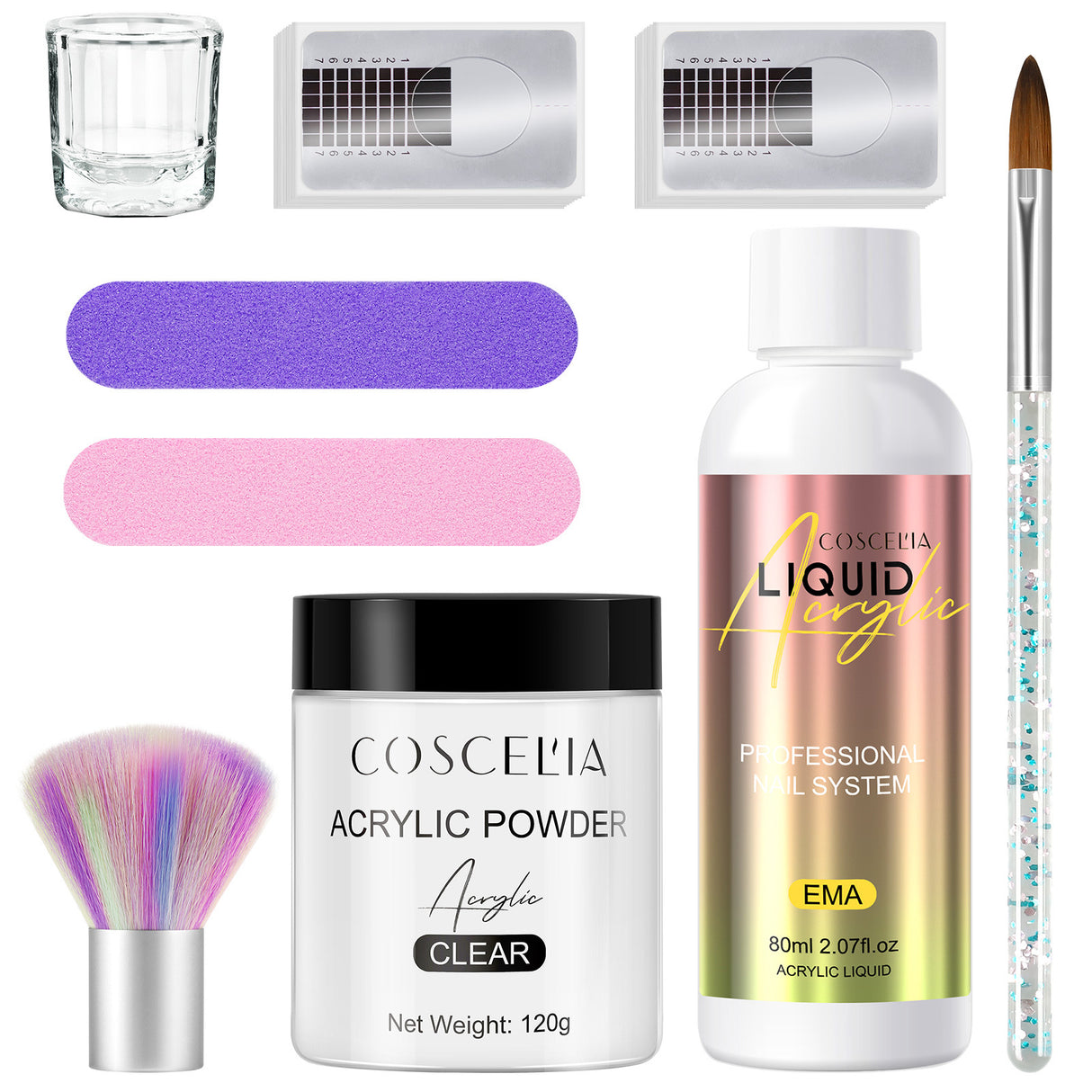 COSCELIA New 120g Crystal Powder 80Ml Crystal Liquid Manicure Extension Nail Tool Full Set - V.I.P Digital Presence