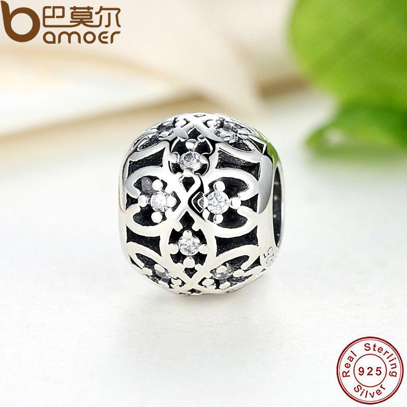 BAMOER Beads Fit Charm Bracelet 925 Sterling Silver Intricate Lattice Openwork Ball PAS060 - V.I.P Digital Presence