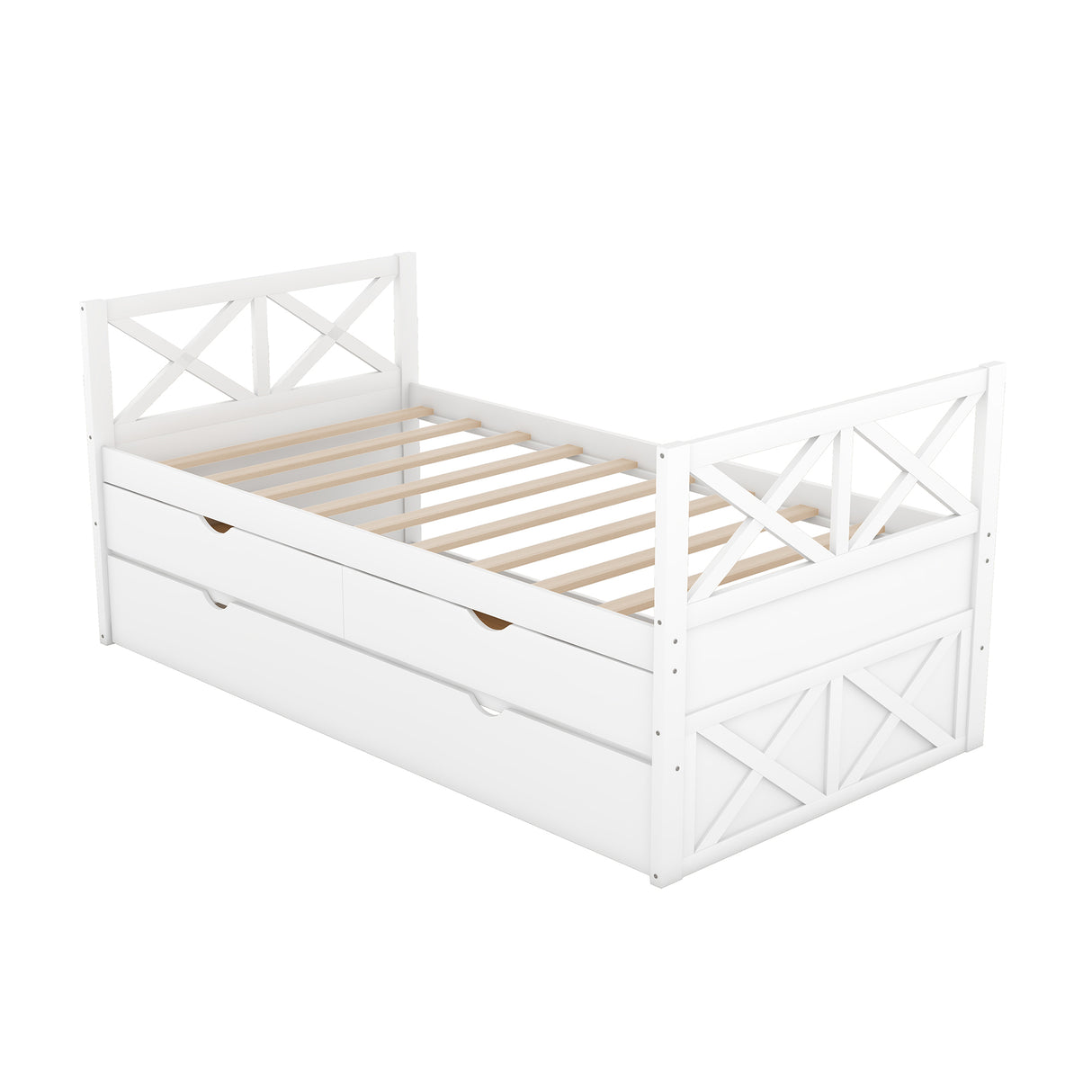 Multi-Functional Daybed with Drawers and Trundle White