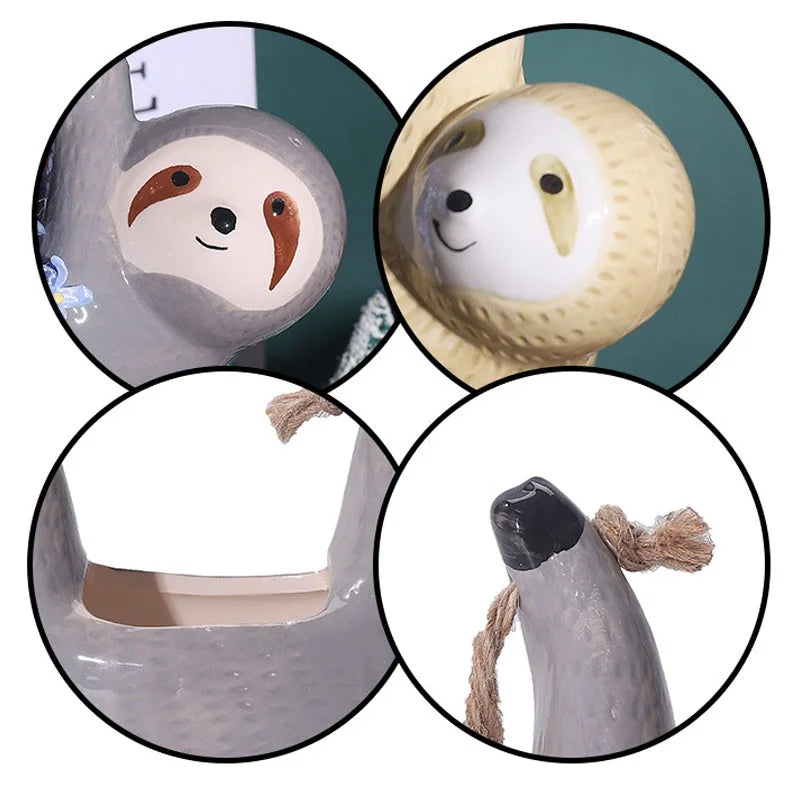 1Pcs Ceramic Hanging Plant Pots Scindapsus Chlorophytum Hanging Flower Basket Flower Pot Cartoons Animal Vase Garden Decoration - V.I.P Digital Presence