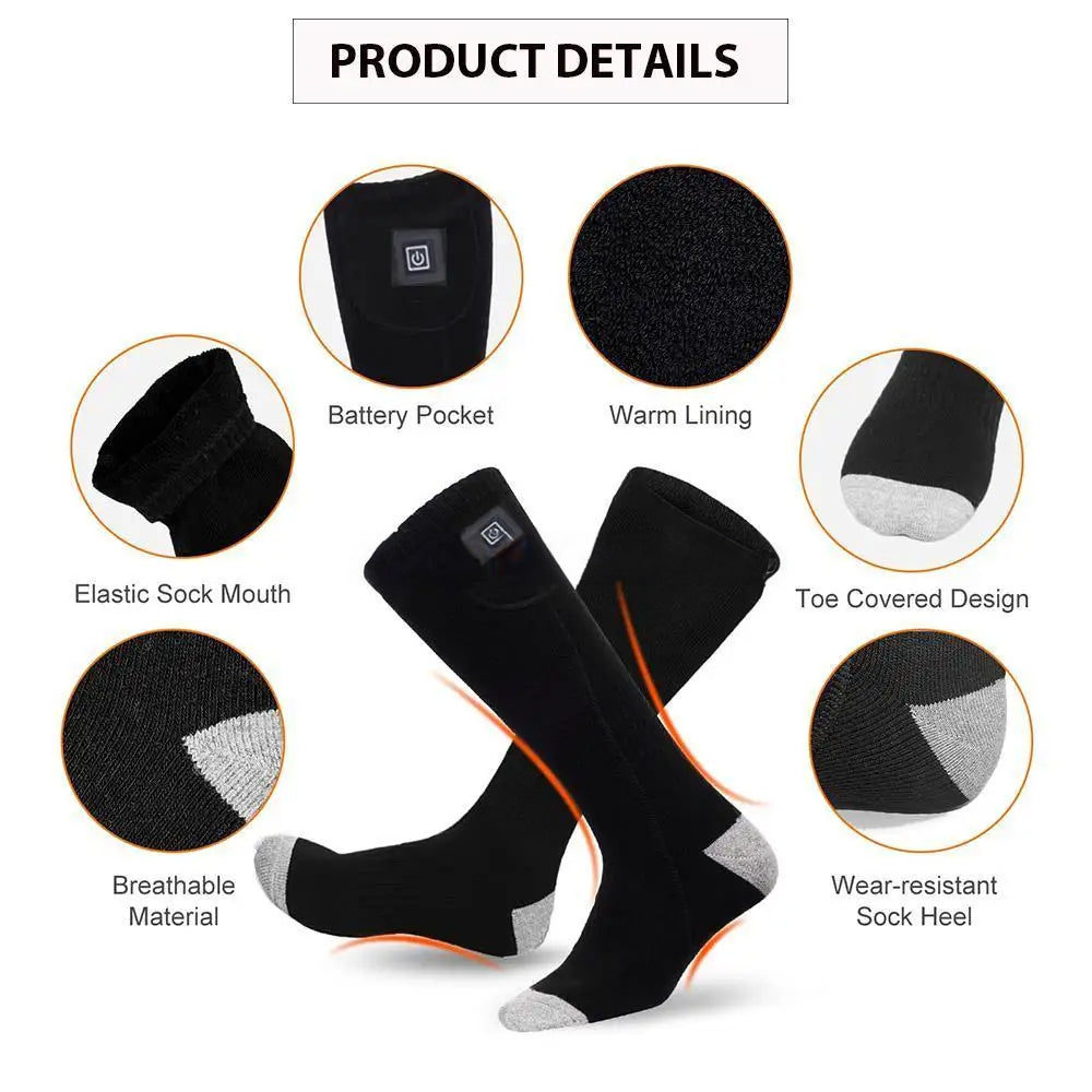 Winter Electric Heating Socks With Battery Box Rechargeable Anti-Cold Men Thermal Heated Foot Warmer Outdoor Camping Ski Sports - V.I.P Digital Presence