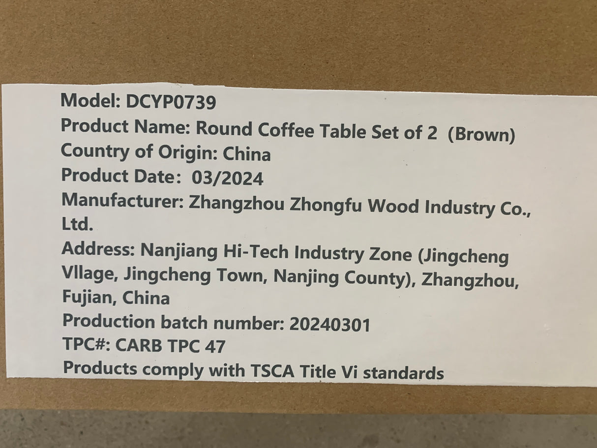 A set of nested coffee tables, 27.6-inch round coffee table, industrial wood veneer, with sturdy metal frame (brown) - V.I.P Digital Presence