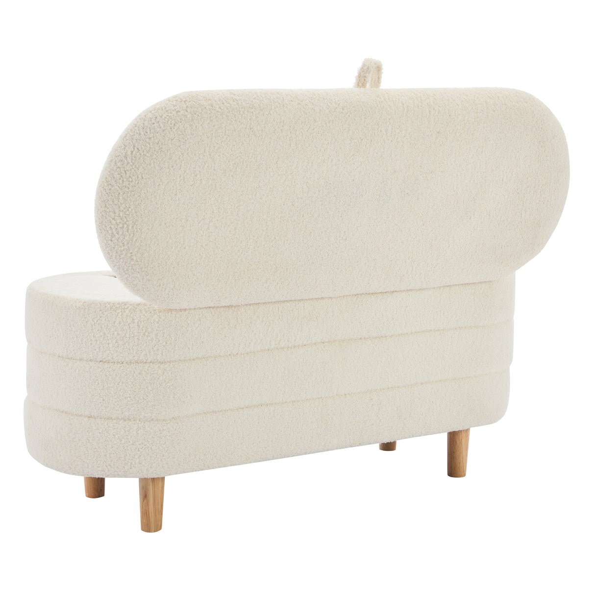 Elegant Upholstered Sherpa Fabric Storage Ottoman with Wood Legs, Storage Bench for Bedroom, Living Room, White - V.I.P Digital Presence