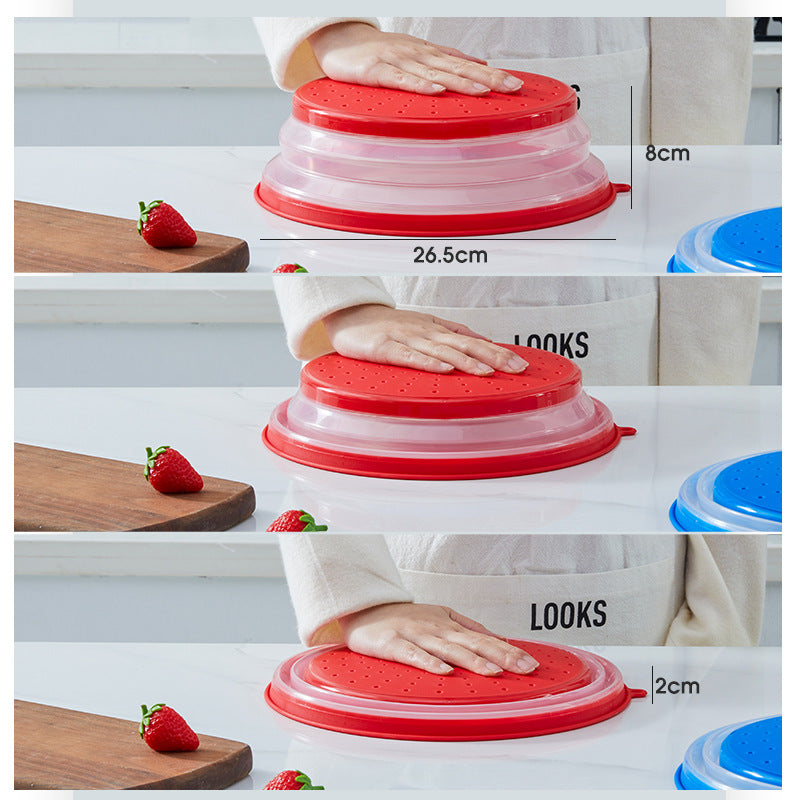 Folding cover with hooks, microwave heating cover, multifunctional silicone folding fresh-keeping cover, oil proof and splash pr - V.I.P Digital Presence