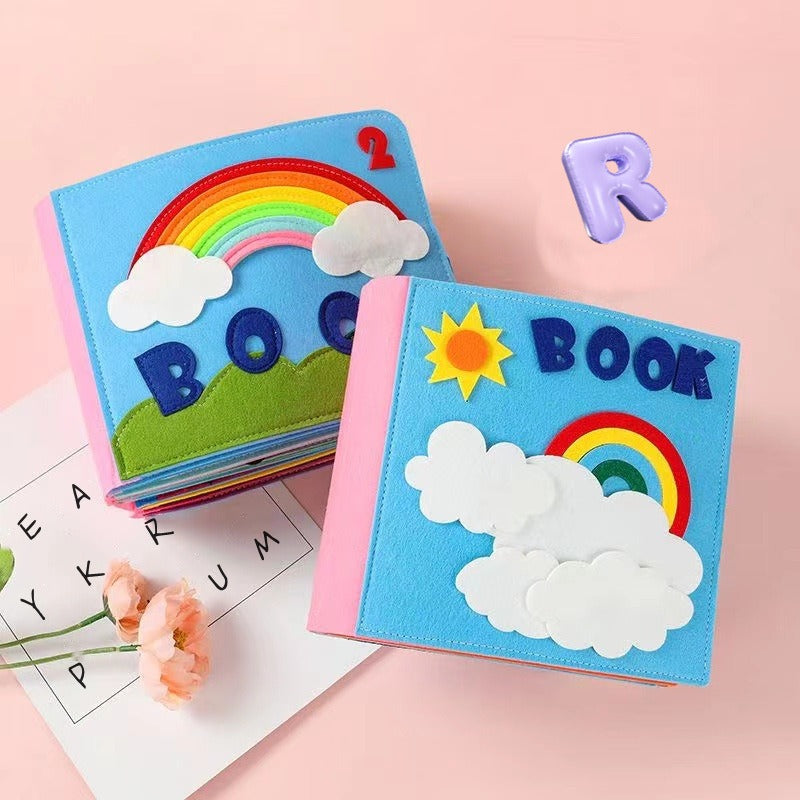 Felt cloth book three-dimensional early education book kindergarten rainbow Montessori children's teaching aids cloth book - V.I.P Digital Presence