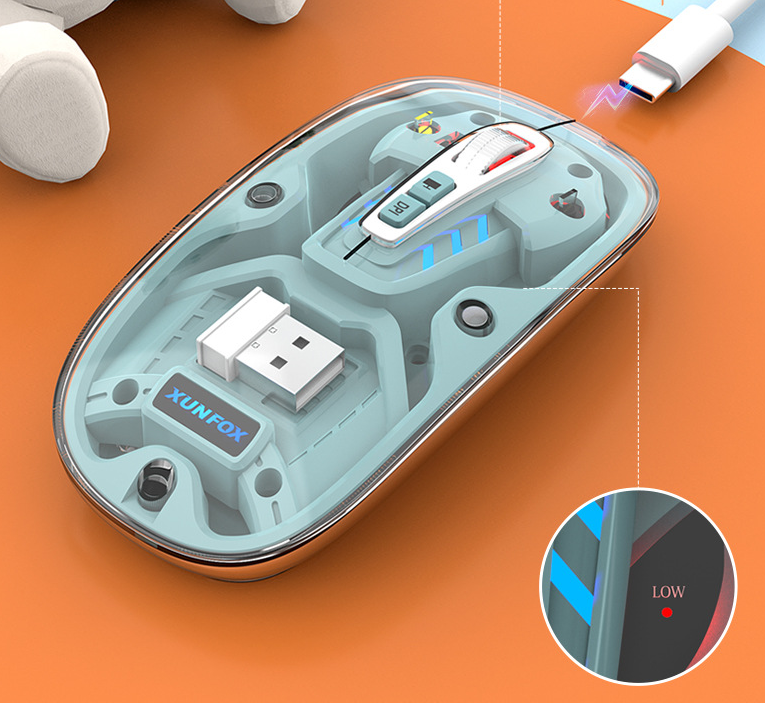 Bluetooth wireless transparent mouse mute dual-mode desktop computer laptop office business USB - V.I.P Digital Presence