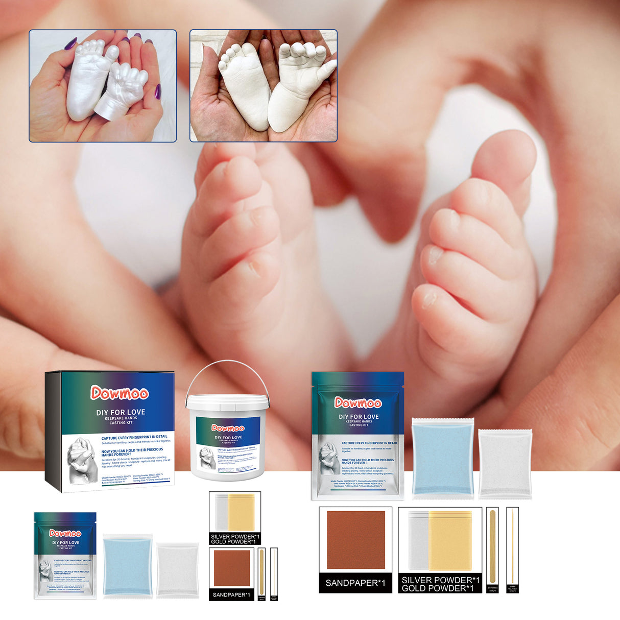 DOWMOO Diy For Love Keepsake Hands Casting Kit, Homemade Holiday Gift Hand-Seal Clay Plaster Commemorative Crafts - V.I.P Digital Presence