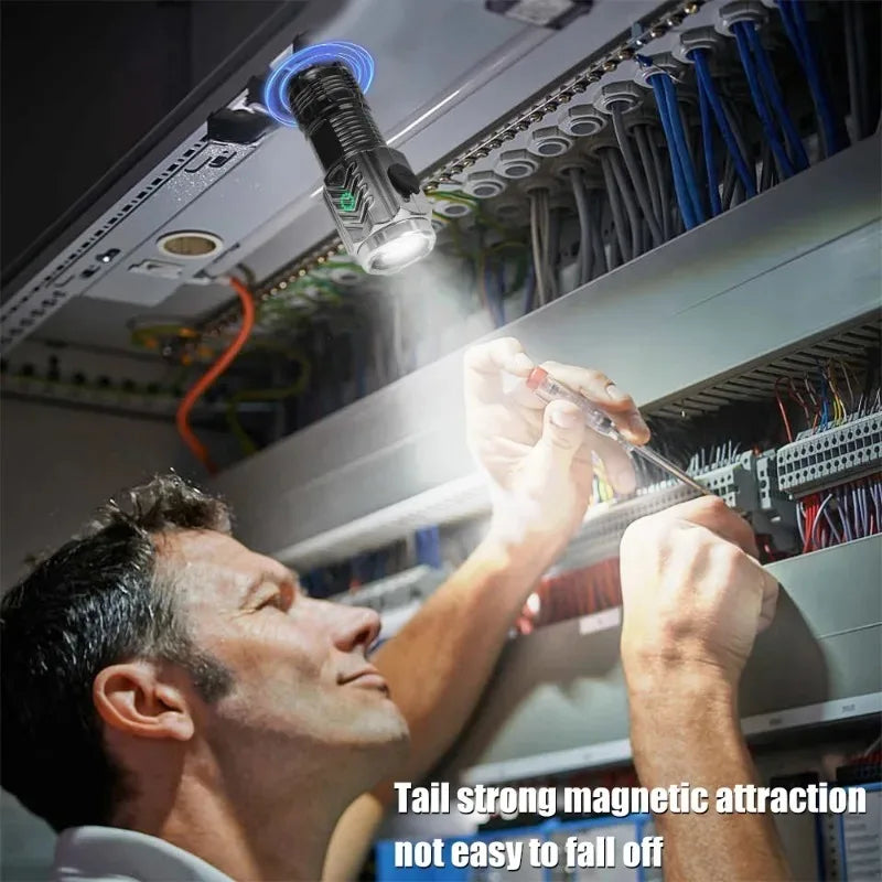 Mini Powerful LED Flashlight USB Rechargeable Strong Light Torch with Three Eye Flashlight Portable Camping Fishing Lantern - V.I.P Digital Presence