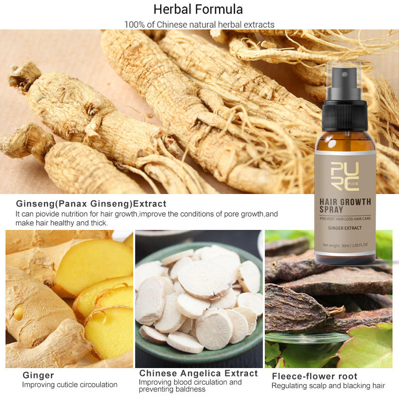 Purc 30ml Hair Growth Spray Natural Ginger Essence Spray Effective Extract Anti Hair Loss Nourish Root Hair Care Treatment - V.I.P Digital Presence