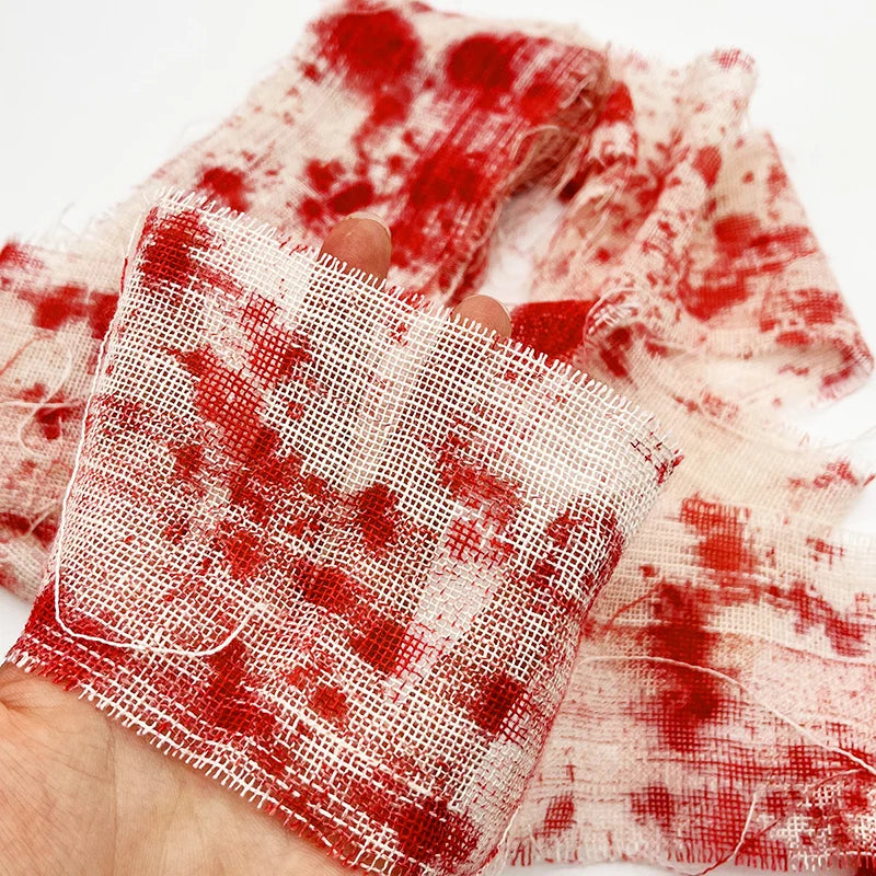 3m Halloween Bloody Cloth Strips Blood Gauze Bandage Haunted House Warning Isolation Belt Home Horror Party Scene Decor Props - V.I.P Digital Presence