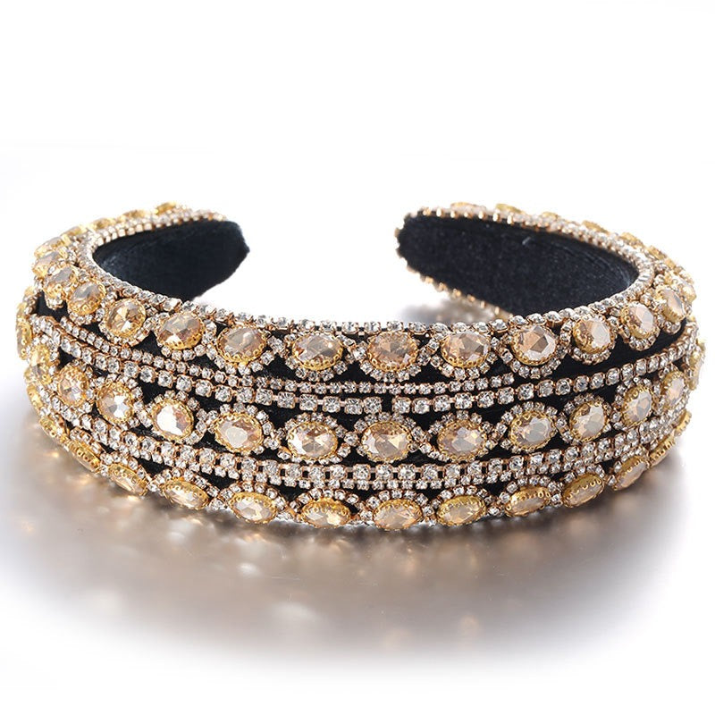 Heavy craftsmanship Baroque crystal headband with retro glass inlaid diamond hair accessories - V.I.P Digital Presence
