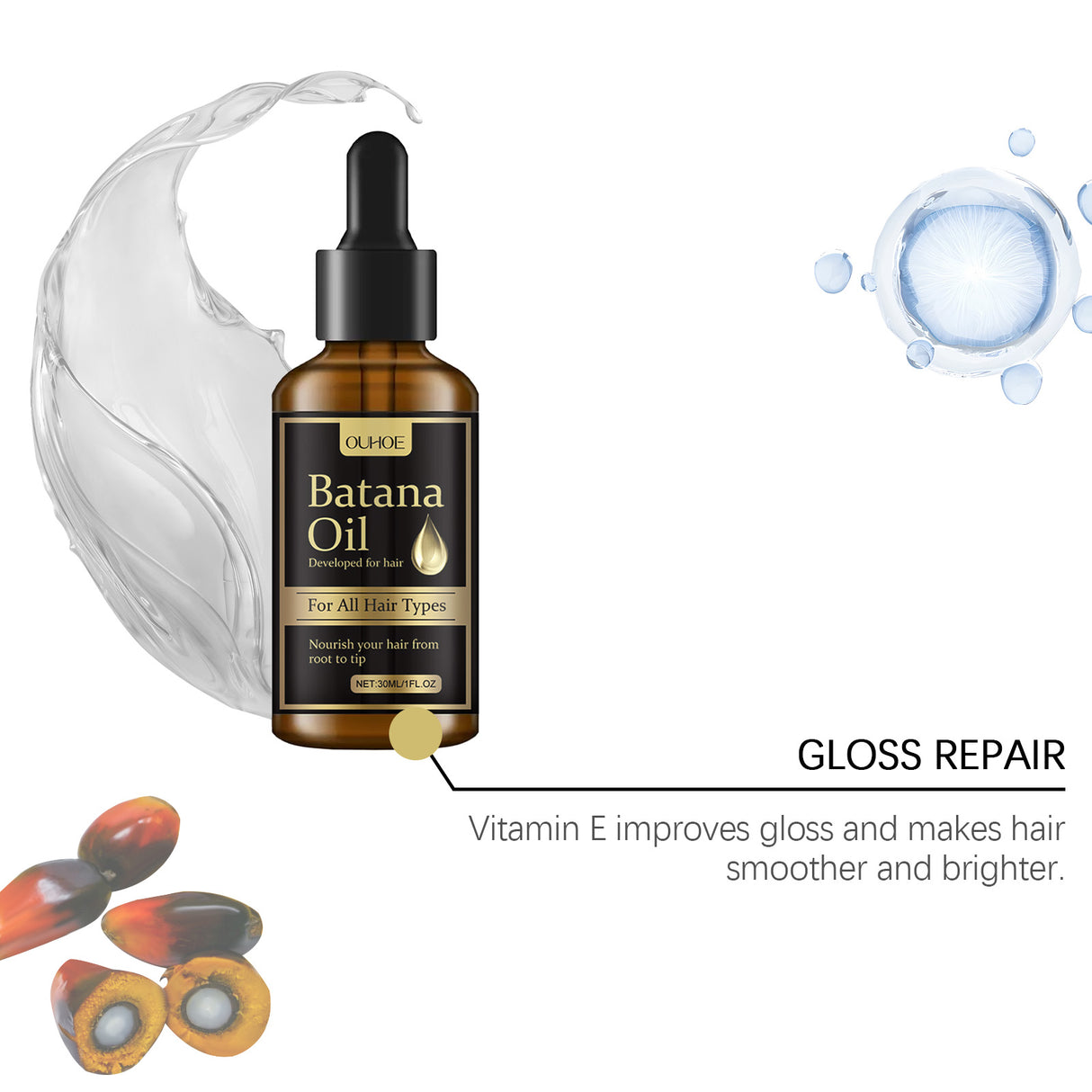 Batana Hair Care Essential Oil, Nourishing And Moisturizing Soft Repair Vitamin E Nourishes The Scalp And Gives It A Glowing Glow - V.I.P Digital Presence