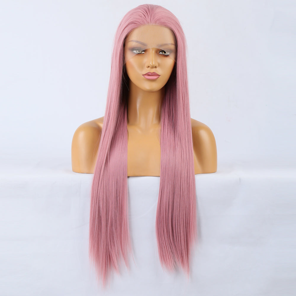 Synthetic Lace Wig Deep Part Long Straight Wig Ombre Pink Cosplay Wigs Synthetic Lace Wigs For Women - V.I.P Digital Presence