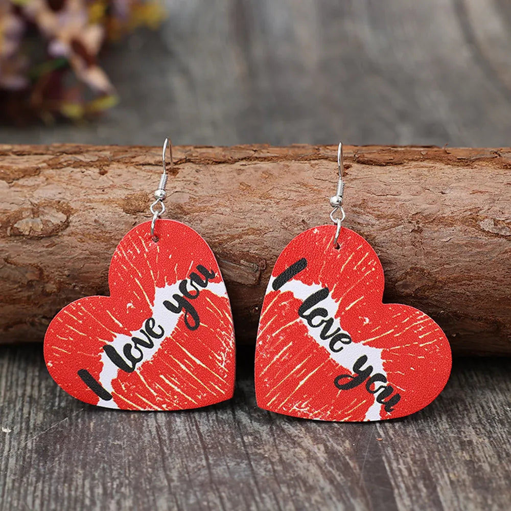 I LOVE YOU Heart Leather Earrings - V.I.P Digital Presence