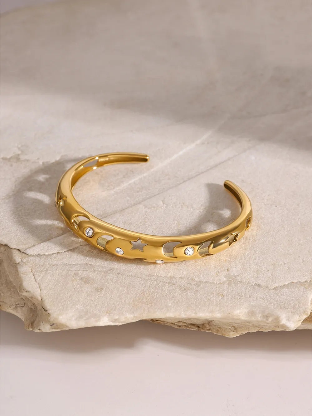 Stainless Steel Inlaid Rhinestone Cutout Bracelet - V.I.P Digital Presence