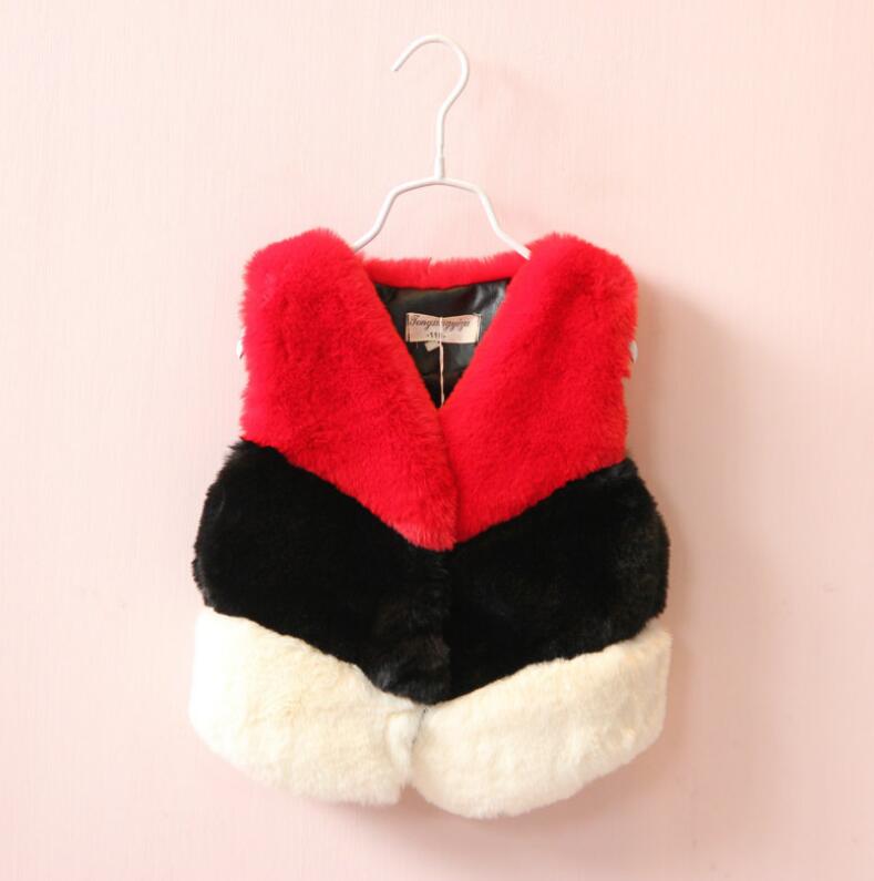 Melario Outerwear&Coats New autumn Winter Fashion Thick Warm Faux Fur Vest cute V-Neck Fur Patchwork Vest Girls clothes