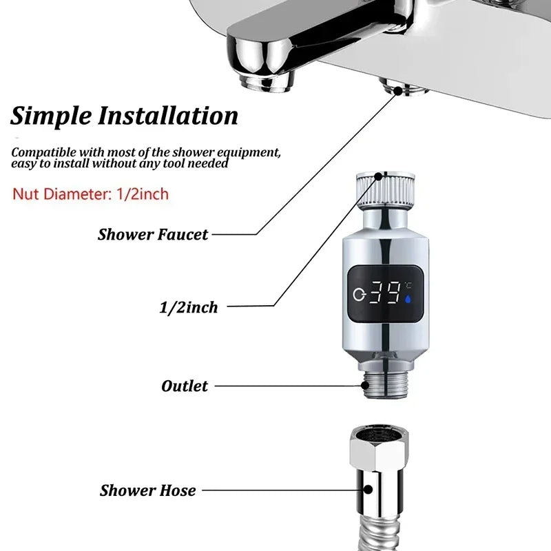 Bathroom Tub Shower Faucets Water Thermometer Electricity LED Display ABS Bathtub Water Temperature Monitor for Home Shower - V.I.P Digital Presence