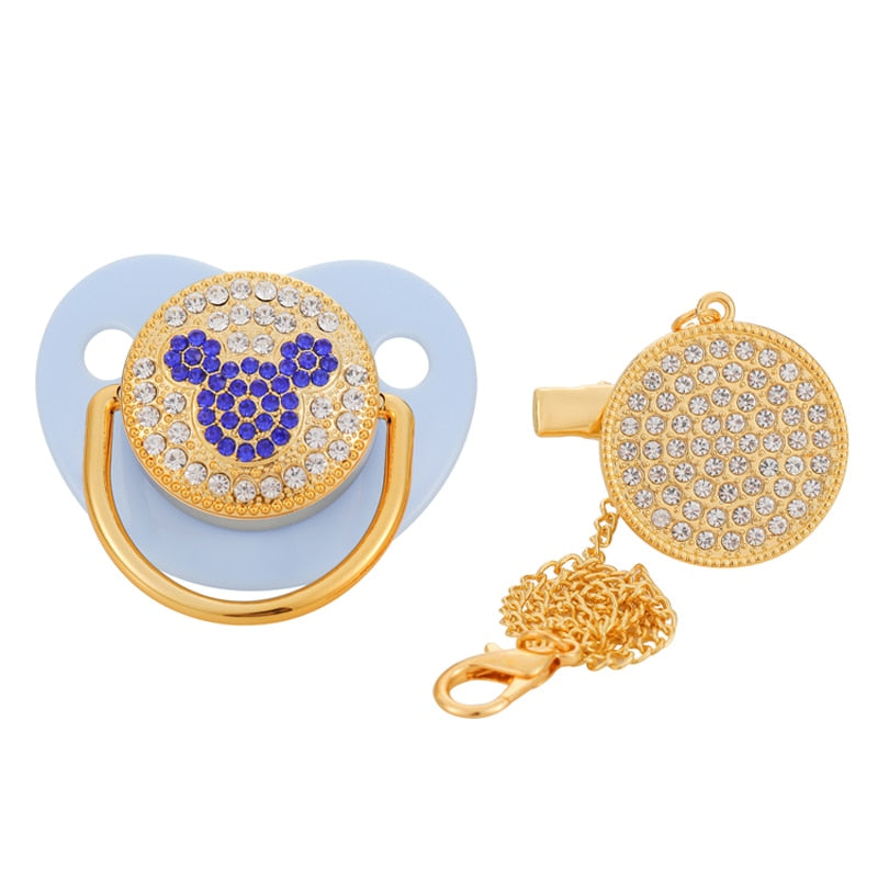 BLINGONLY Luxury Rhinestone Chupete Pink Bling Baby Pacifier With Clip - V.I.P Digital Presence