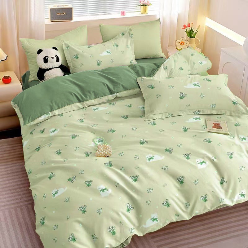 Cartoon Four-Piece Set Fresh Autumn and Winter Single Student Dormitory Bedding Sheet Three-Piece Set Single Quilt Cover - V.I.P Digital Presence