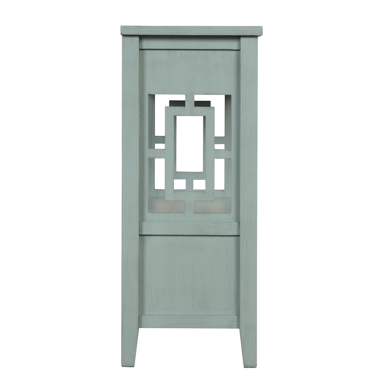 36'' Farmhouse Pine Wood Console Table Entry Sofa Table with 4 Drawers & 1 Storage Shelf (Retro Blue) - V.I.P Digital Presence