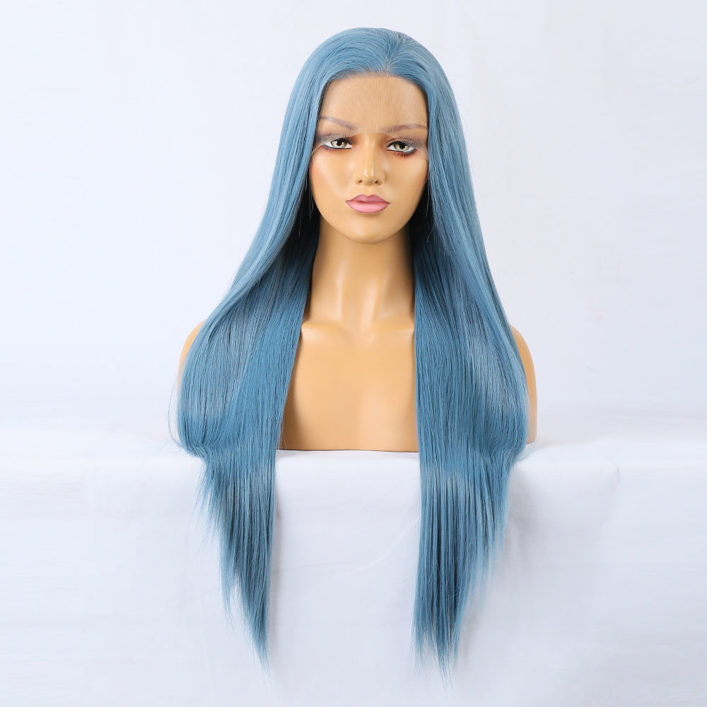 Long Straight Blue Wigs Natural Synthetic Hair Heat Resistant Wigs for Women Girls Cosplay - V.I.P Digital Presence