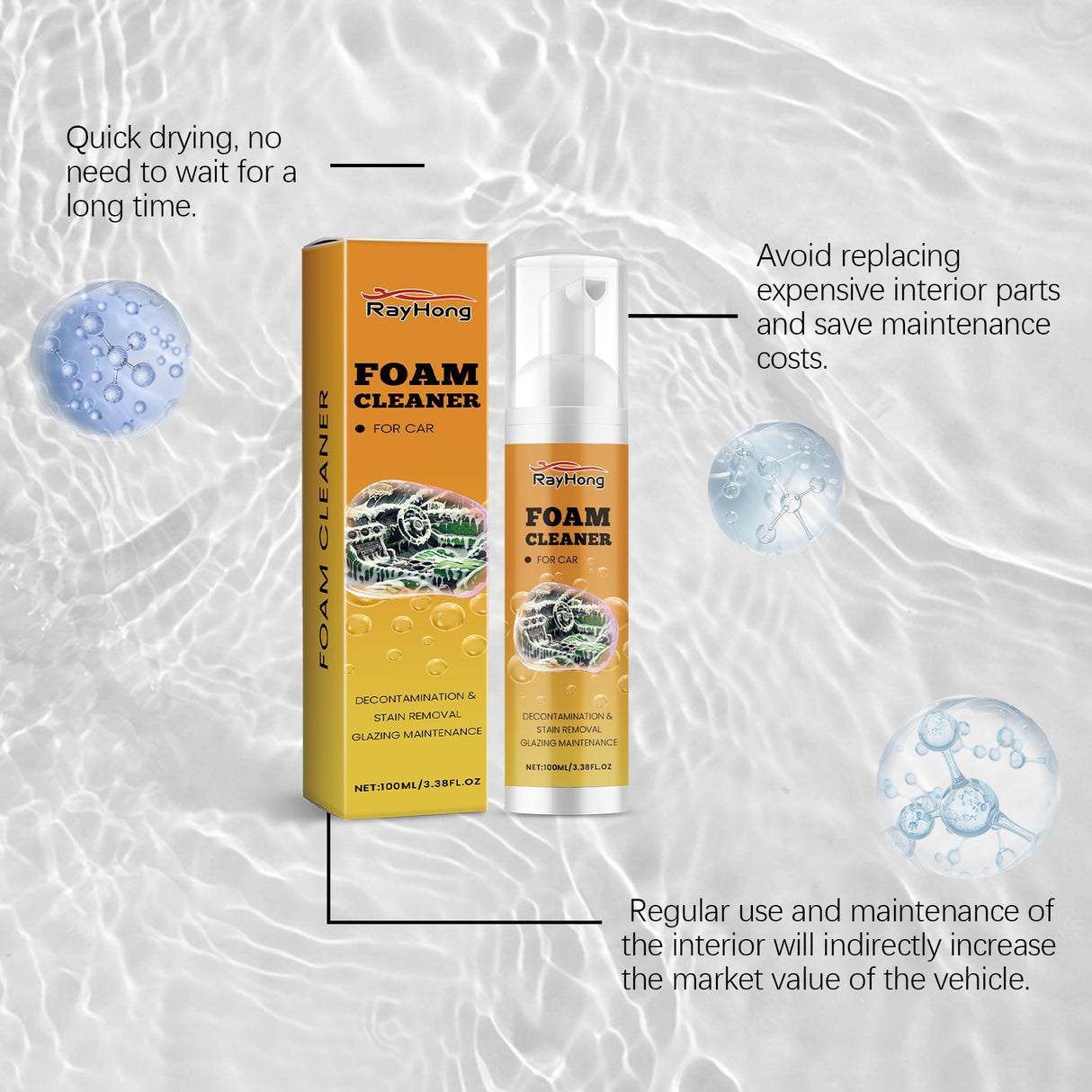 Car Foam Cleaner Car Interior Maintenance Decontamination Waterproof Maintenance Cleaning Foam Agent - V.I.P Digital Presence