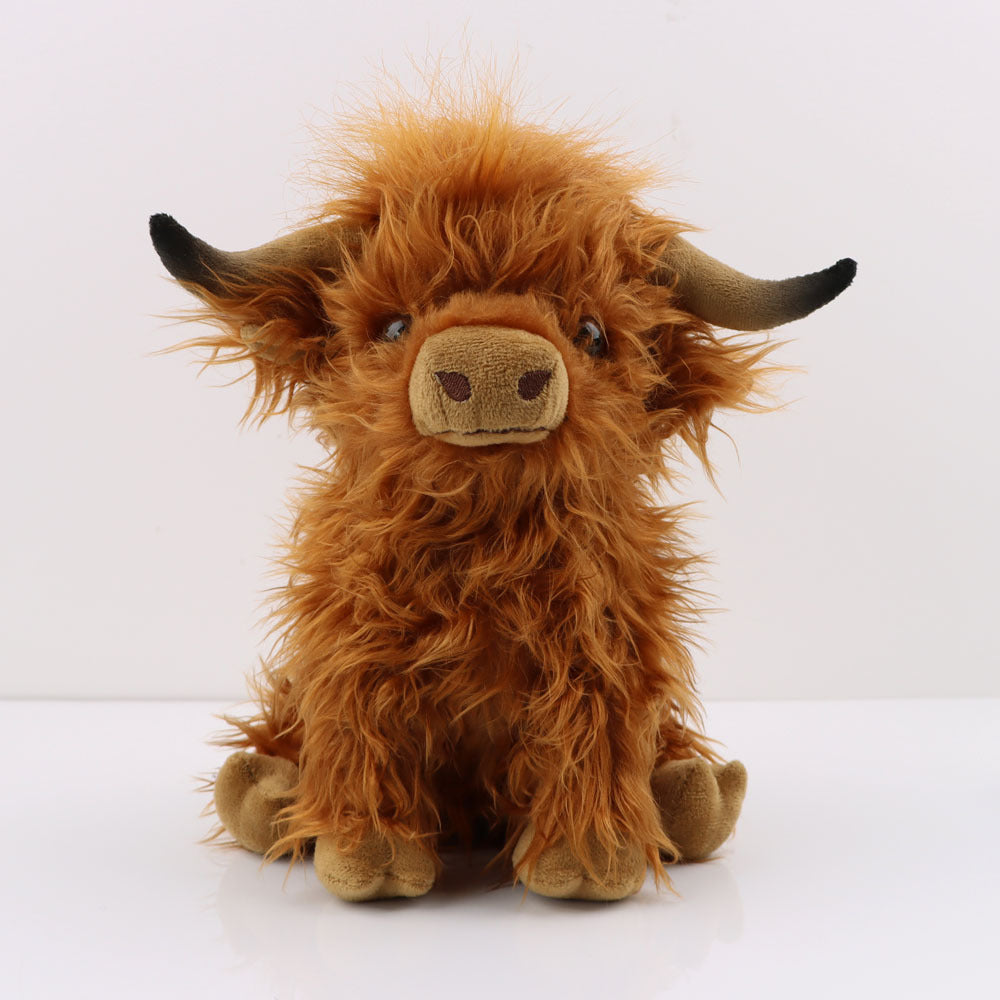 Figura de vaca de pelo largo de imitación de juguete de peluche de vaca de las Tierras Altas de una celebridad de Internet
