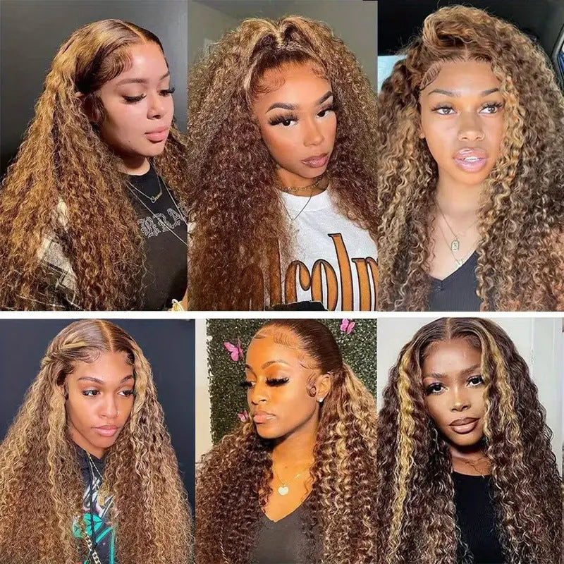 Lace Wigs 13x4 HD Transparent Water Wave Frontal Wigs Highlight Honey Blonde Water Wave Lace Wig - V.I.P Digital Presence
