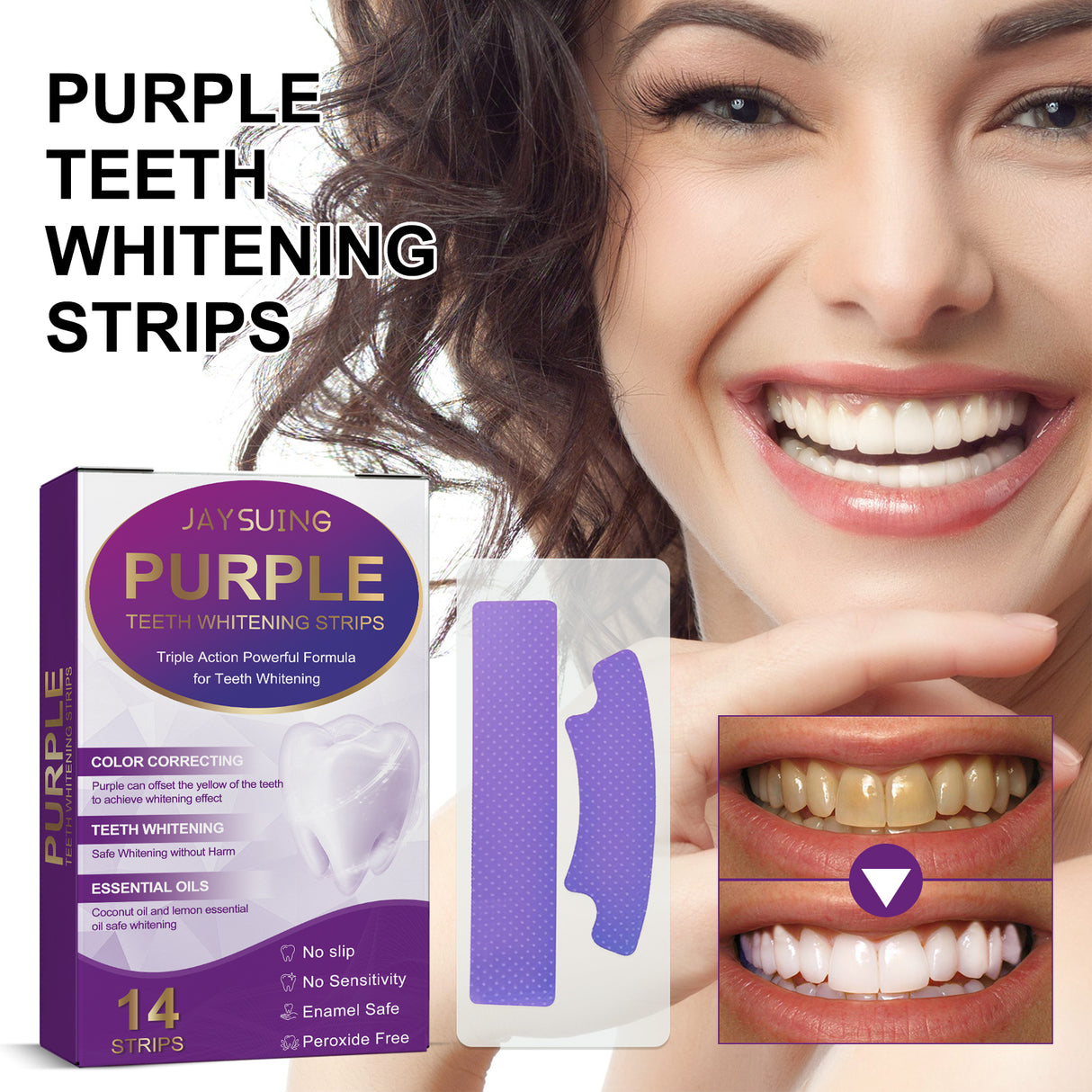 Purple Bright White Dental Stickers, Yellow Stain Removal Deep Cleaning Care For Oral Health Care Dental Stickers - V.I.P Digital Presence