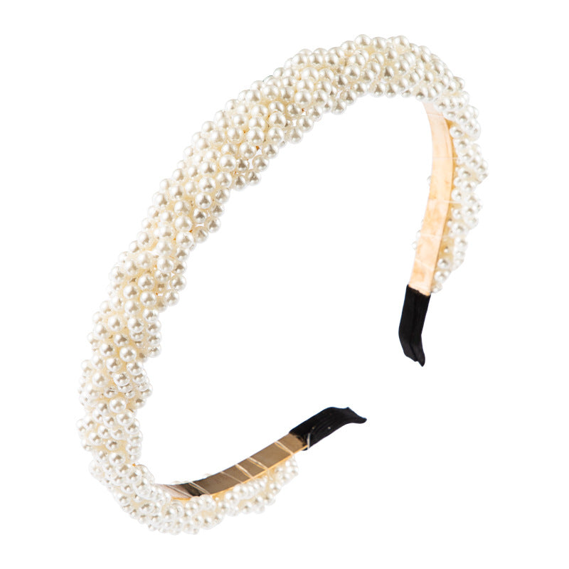 Korean Style Fashion Beautiful Wind Full Of Pearl Hair Hoop Girl Super Fairy Headband Temperament Wild Simple Head Buckle - V.I.P Digital Presence