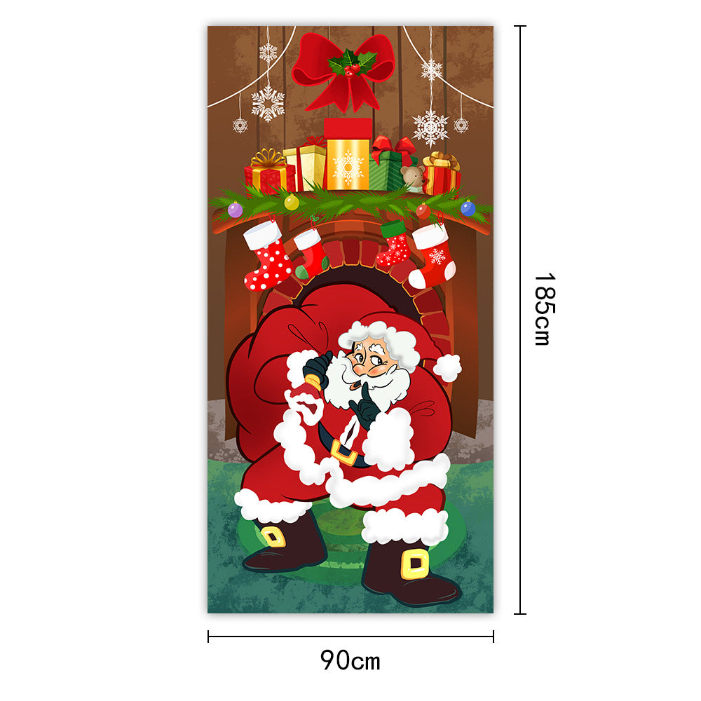 New Christmas Door Curtains, Flags, Outdoor Photography, Santa Claus and Puppies, Background Decoration, Hanging Cloth - V.I.P Digital Presence