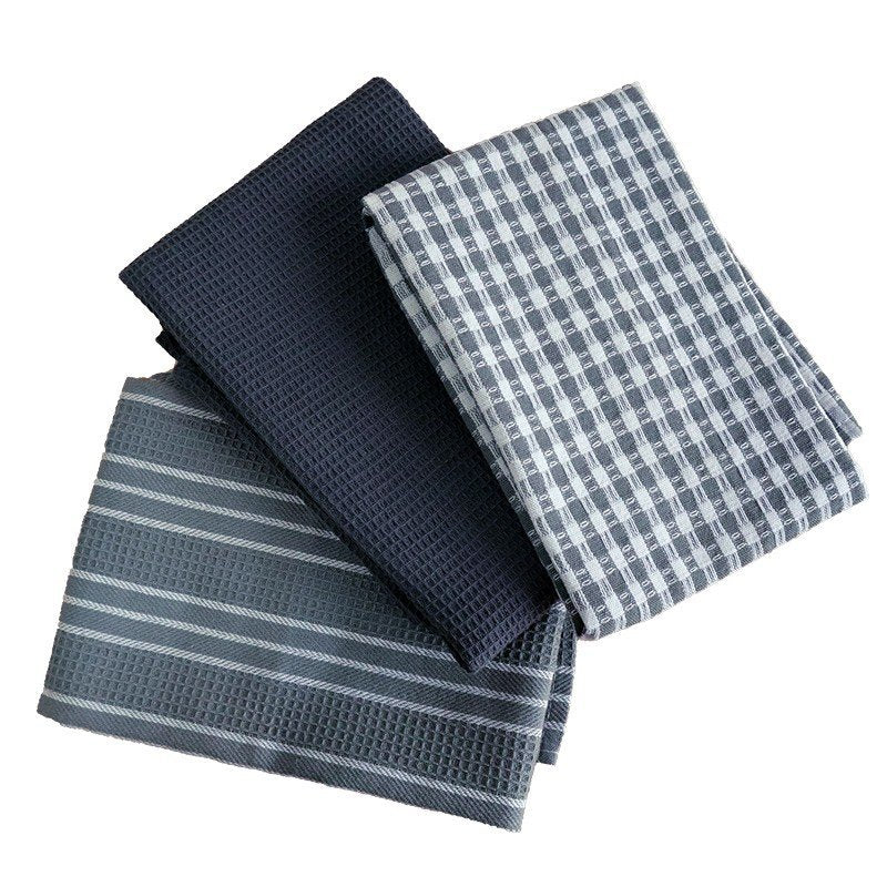 3pcs Kitchen Towels Classic 100% Natural Cotton Tea Towels Dish Cloth Absorbent Lint-Free